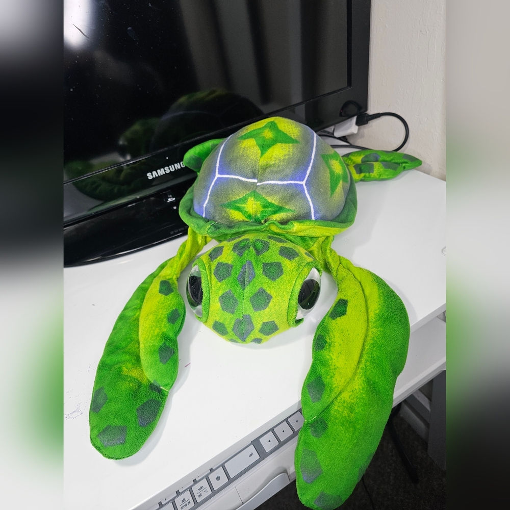 Large Green Sea Turtle Plush Stuffed Animal – Soft Ocean Turtle Toy Big Eyes